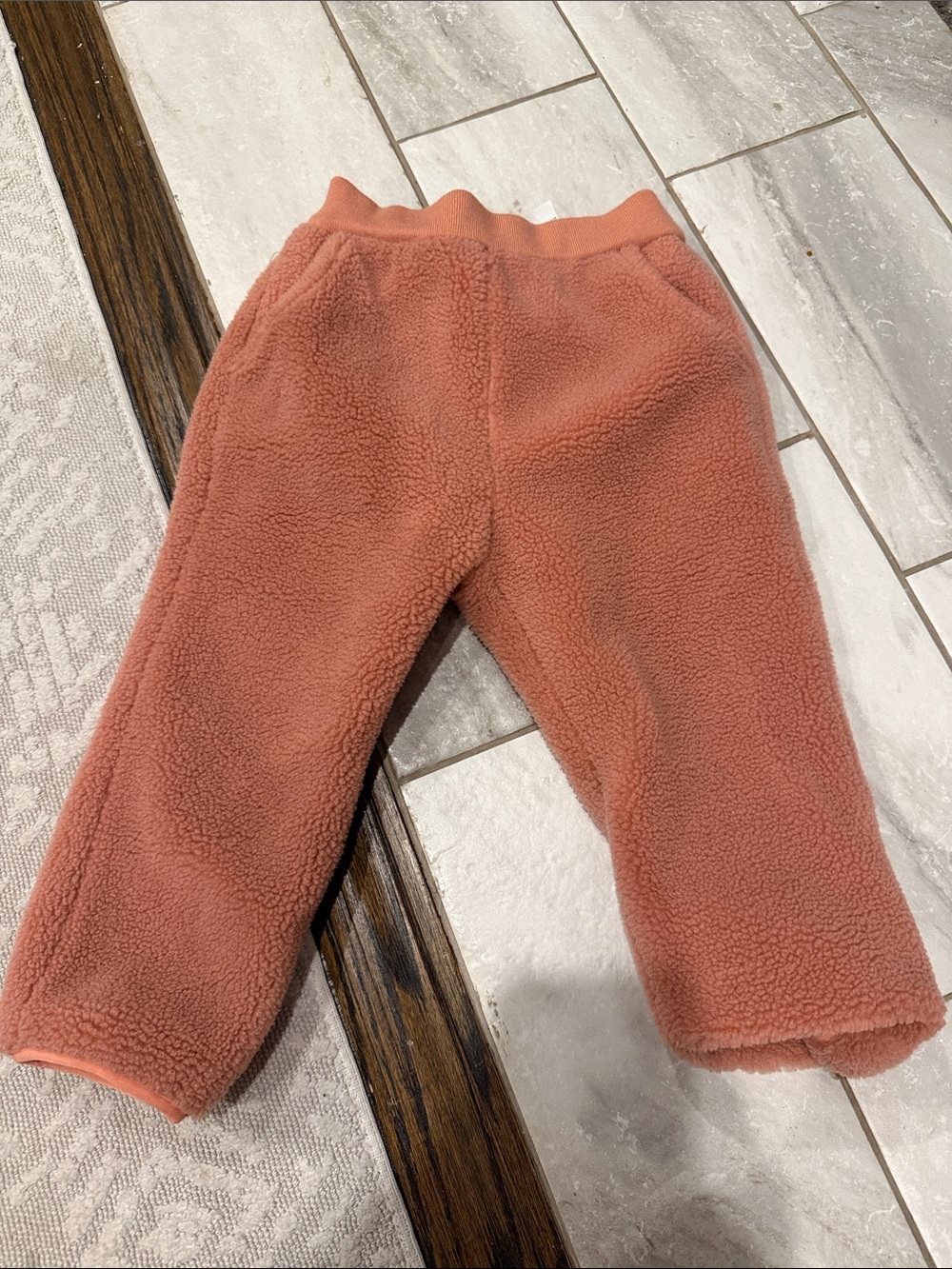 Zara Kids Coral Plush Joggers in Terracotta Pink